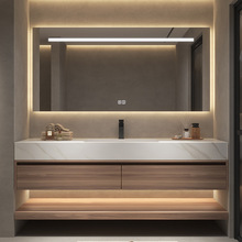 现代简约实木岩板一体浴室柜组合卫生间洗手洗脸池洗漱台