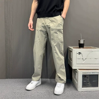 男士休闲裤夏季薄款 卡灰色直筒宽松工装裤 潮流显瘦日常百搭长裤