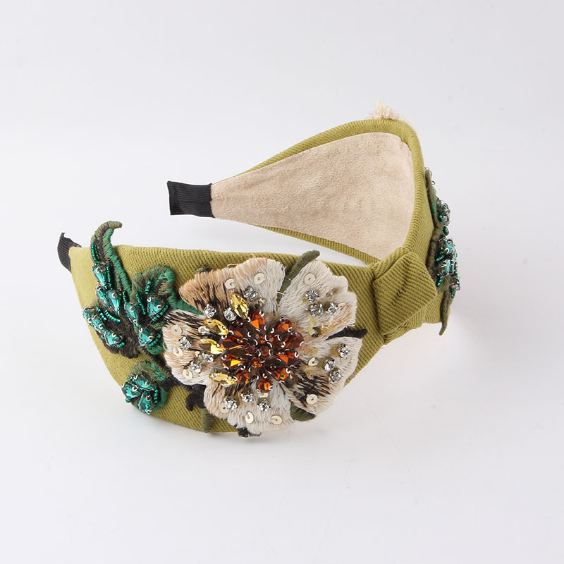 Inlay Design Baroque Style Flower Cloth Inlay Rhinestone Hair Band