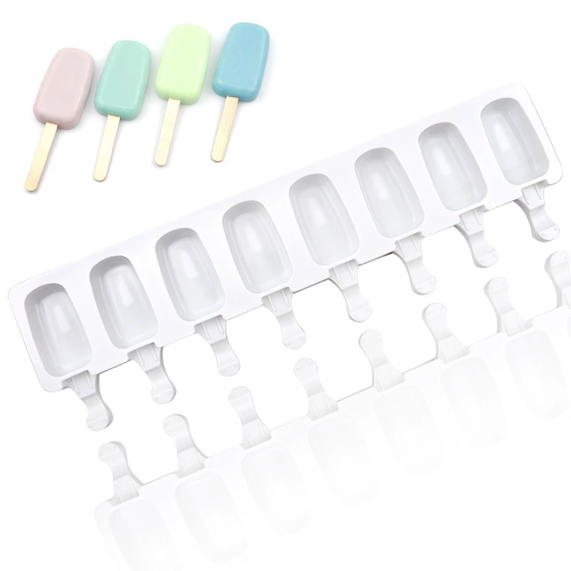 [Translated Russian title for: 简美 Spot DIY silicone ice cream mold 8 consecutive oval handmade popsicle mold French model is not worthy of stick]