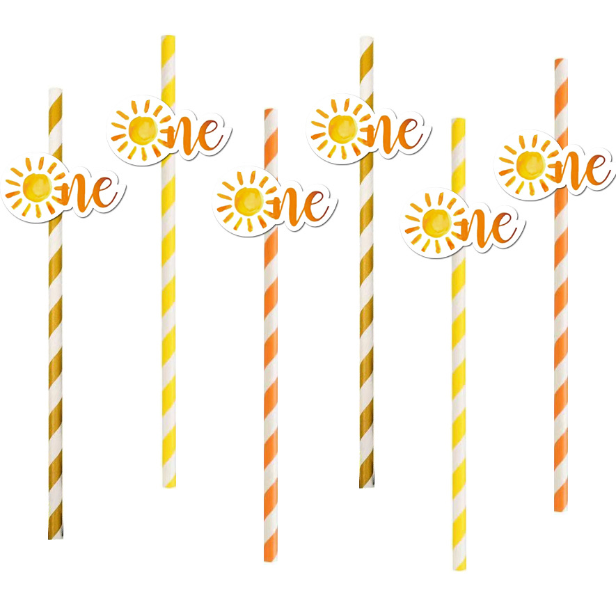 Fiesta de cumpleaños transfronteriza suministros creativos de papel desechable degradación de la paja del sol una torta de paja decoración para hornear