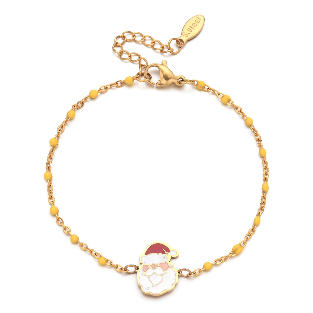 Cartoon Style Cute Santa Claus Stainless Steel Bracelets In Bulk Christmas display picture 4