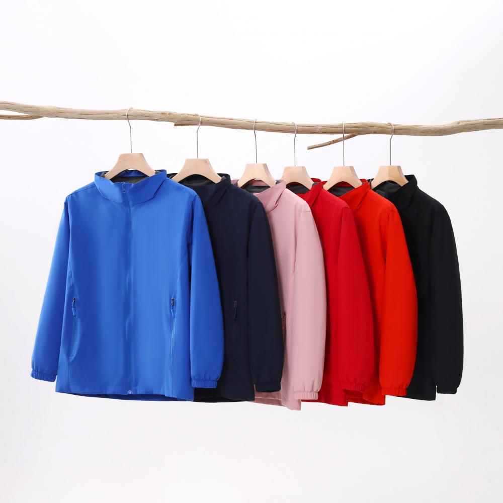 Autumn Basic Stand-Up Collar Windproof and Warm Zipper Men's and Women's Printed Logo Group Clothing Mountaineering Clothing Pure Color Jacket Jacket