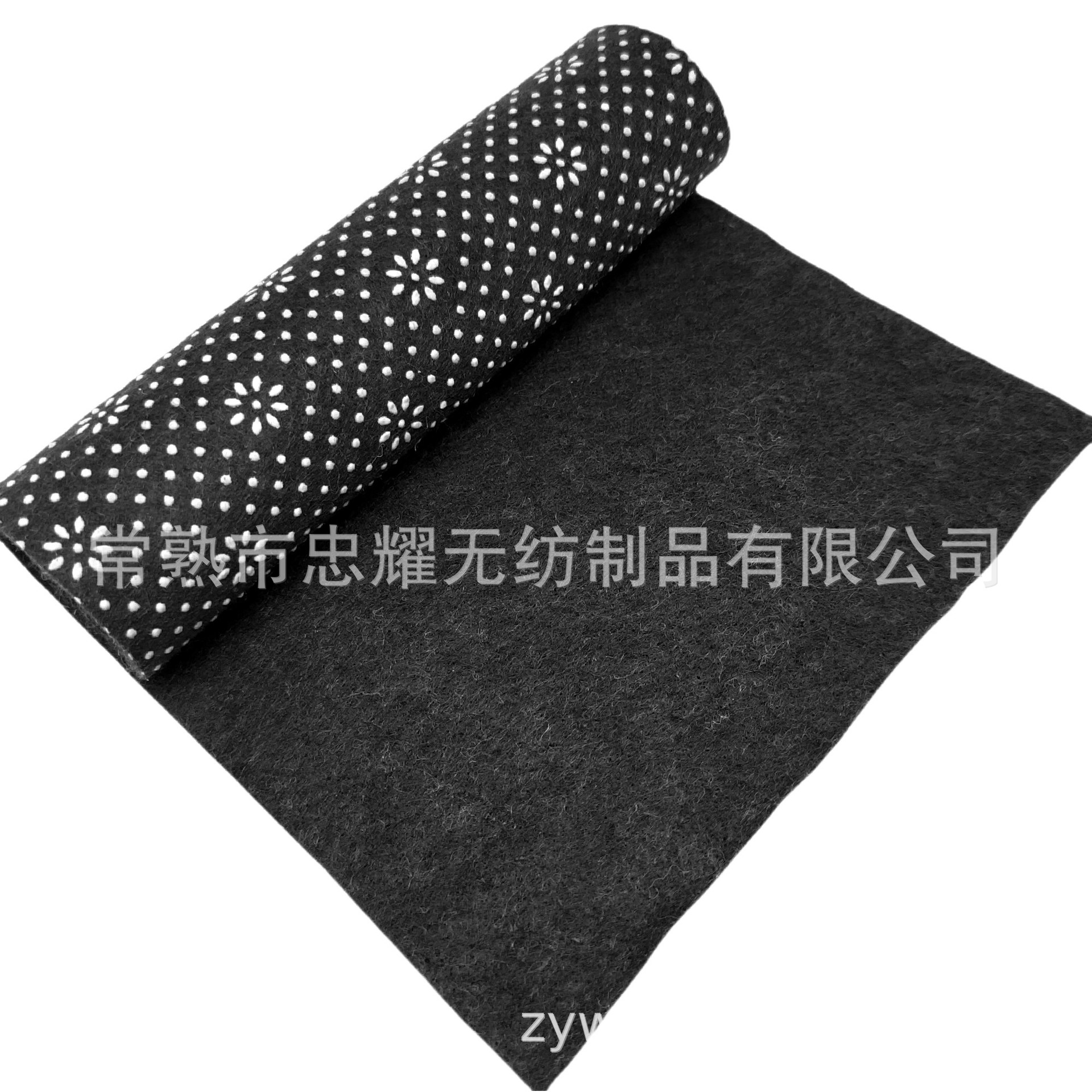 厂家供应黑色毛毡点塑滴塑地毯用无纺布地毯底布PVC点塑无纺布