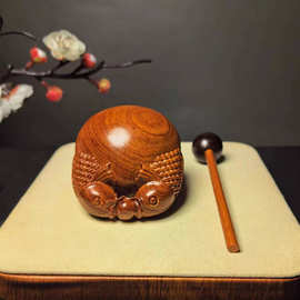 红檀木鱼法器解压一体实木寺庙家用打击乐器佛具鱼雕木鱼道家用品