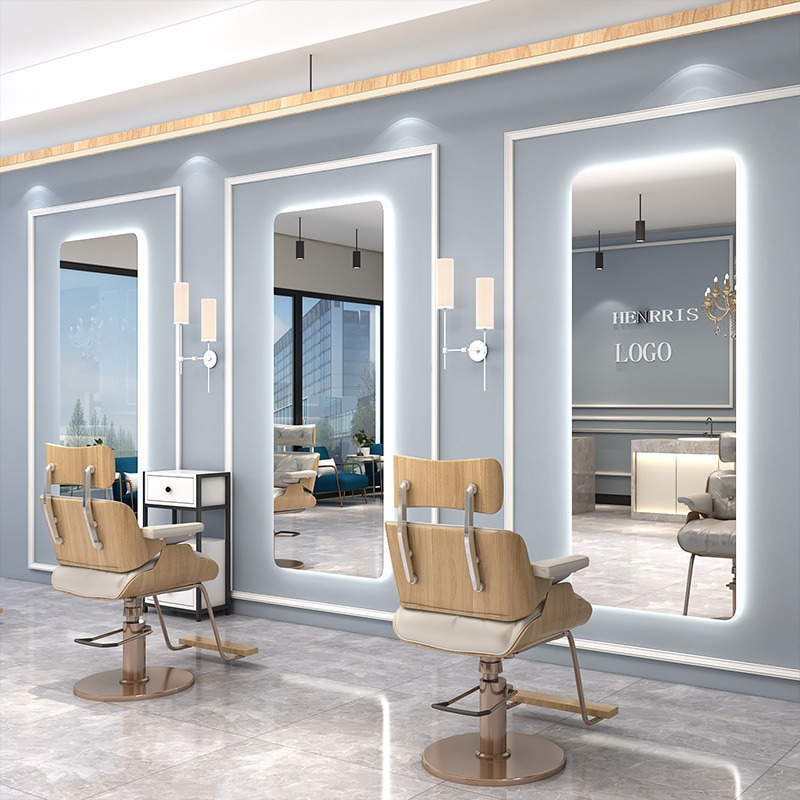 Espejo de Barbería, Soporte para Espejo de Salón de Belleza, Espejo Moderno para Tintes y Permanentes, Espejo de Pie de Cuerpo Entero para Peluquería, Estable.