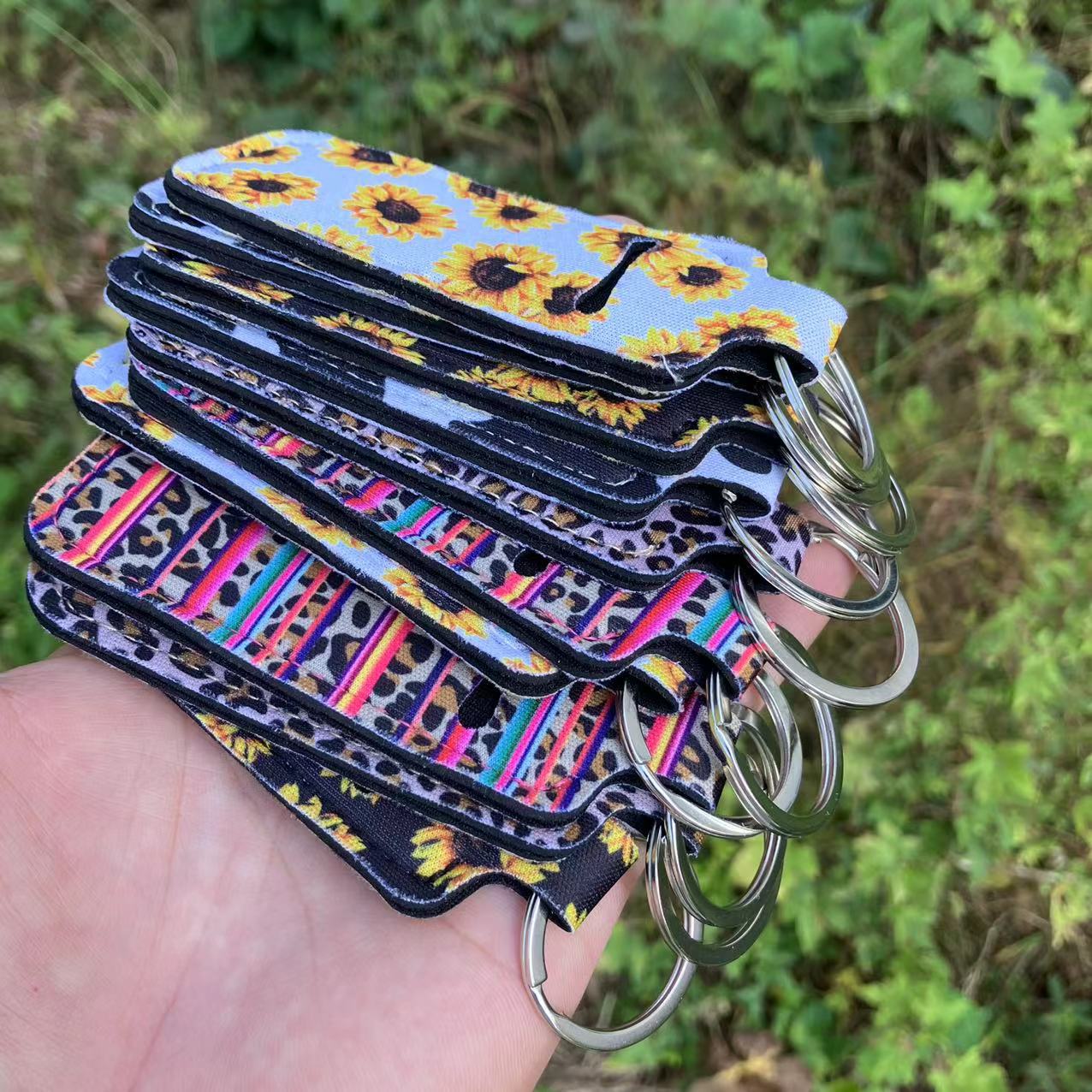 22g Weight Keychain Classification 1 Piece Pastoral Sunflower Lips Leopard Polyester Keychain
