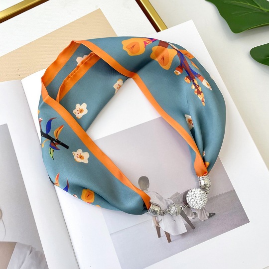 Nueva hebilla magnética bufanda collar cuello decoración perezoso multi-funcional bufanda elegante todo-fósforo correa de muñeca bufanda decorativa banda de pelo