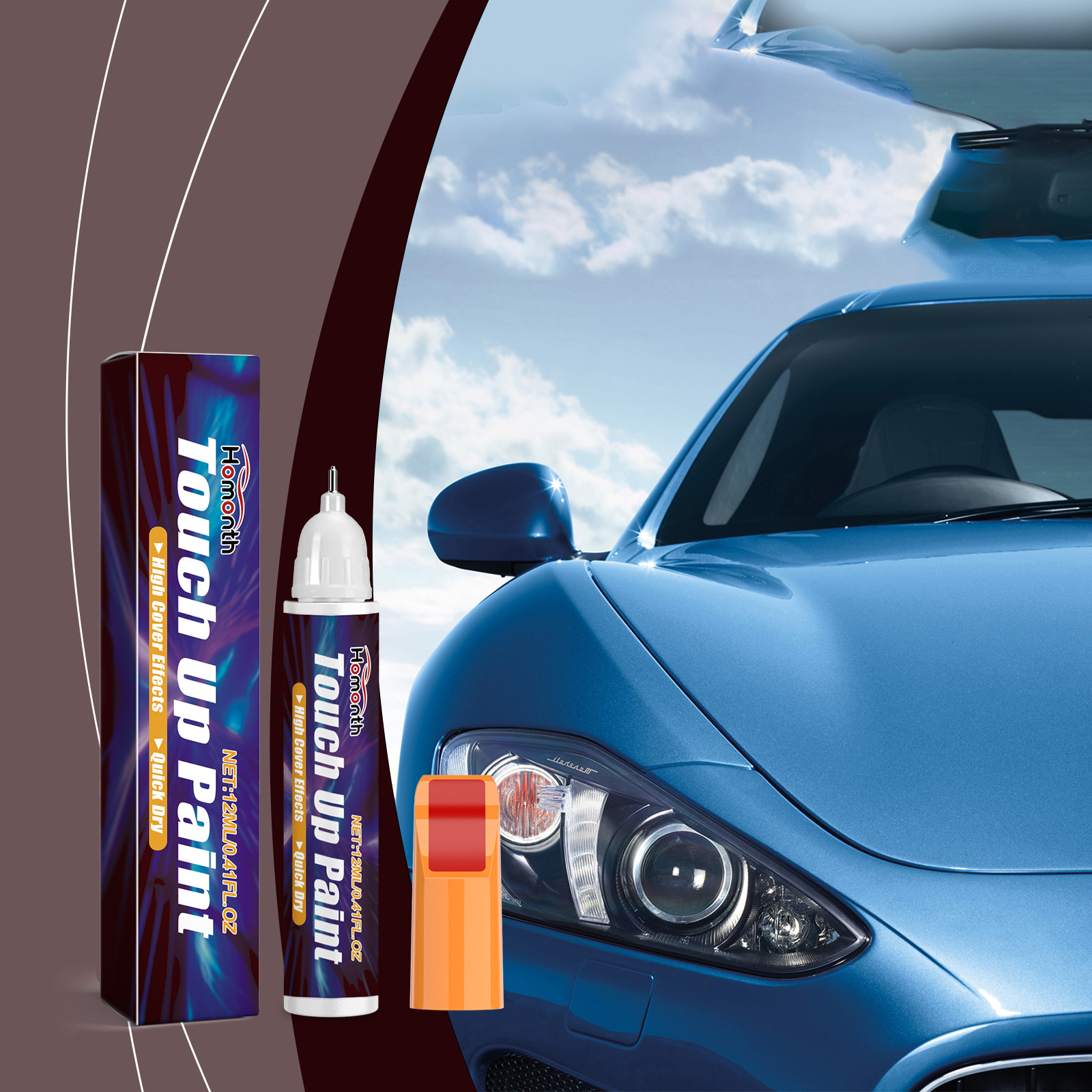 Homonth Red Car Scratch Care Paint Pen Paint Scratch Scratch Care Touch-Up Paint Maintenance Paint Pen