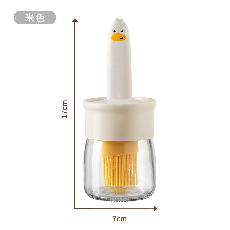 小黄鸭油刷油壶硅胶玻璃户外烧烤露营家用厨房油壶刷子一体式油壶|undefined