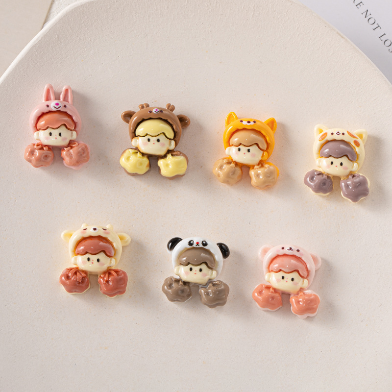 Caricatura palomitas de maíz chicas DIY accesorios de resina crema pegamento para el cabello de la caja del teléfono móvil agujero material de hebilla