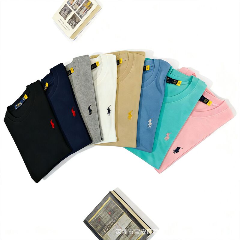 Foreign Trade Polo T-Shirt with Embroidered Ralph Lauren Logo, Unisex, Summer Pure Cotton, Round Neck, Casual Versatile Rl Short Sleeve Foreign Trade Polo T-Shirt with Embroidered Ralph Lauren Logo, Unisex, Summer Pure Cotton, Round Neck, Casual Versatile Rl Short Sleeve