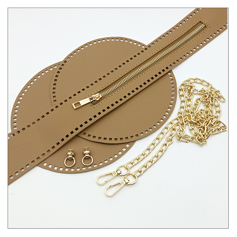 (다크 브라운 라운드) 가죽 메쉬 5 피스 세트