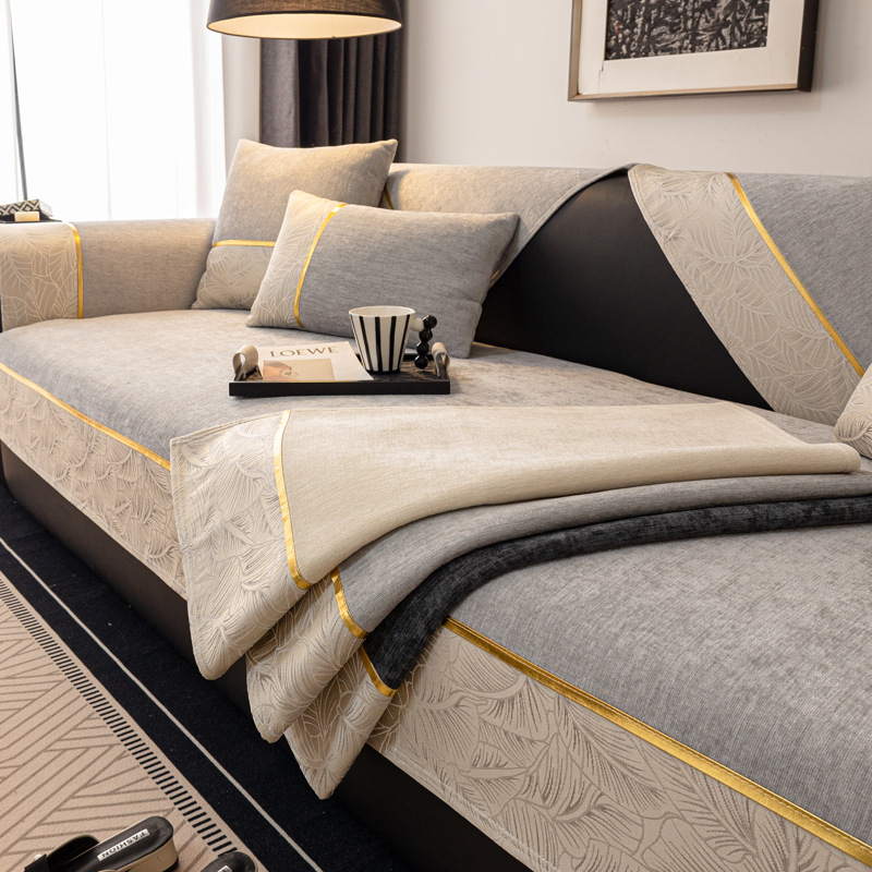 Luksuriøst skridsikkert sofabetræk i chenille nordisk stil_voghion.com