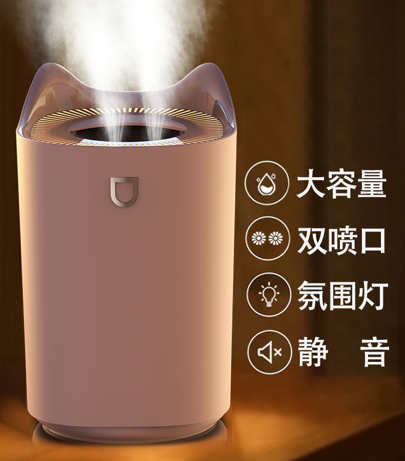 Grenzüberschreitender neuer 3L großvolumiger zweikopfiger Zerstäuber USB Aromatherapie-Maschine Haushalts-Luftbefeuchter für täglich Büro