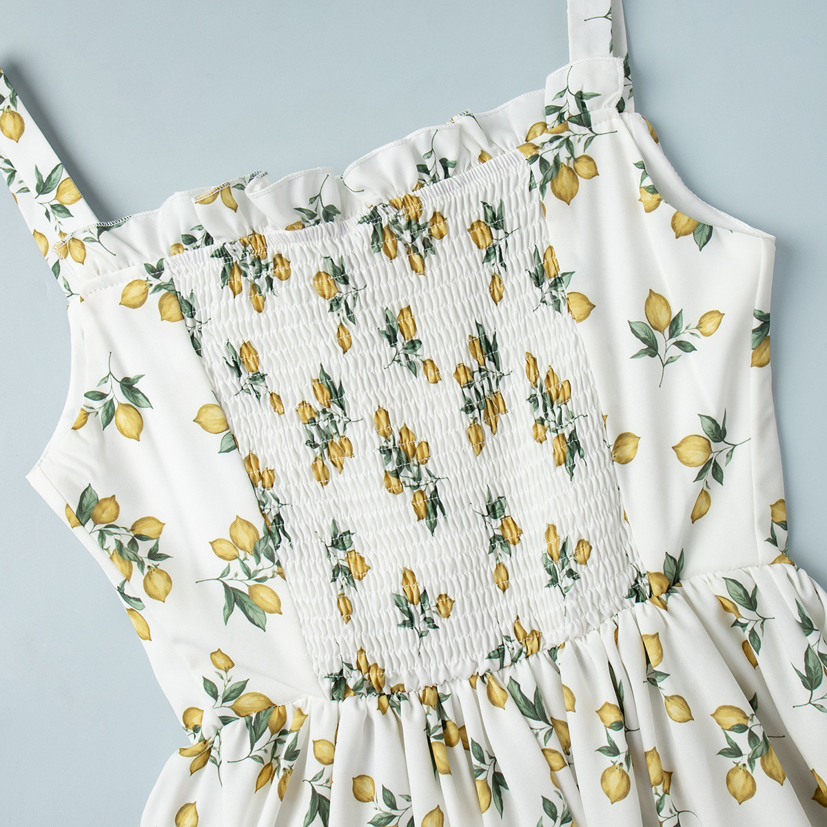 Cross-Border Floral Strap European And American 2025 Summer New Low Neck Tie Slit High Waist Printed Dress_ecoleips.com
