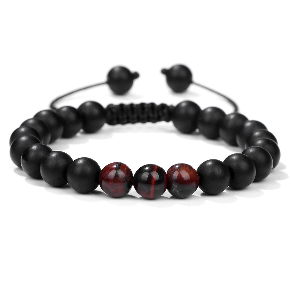 Amazon Venta caliente 8mm Tigre ojo piedra volcánica pulsera energía lava piedra tejida pulsera de pareja ajustable