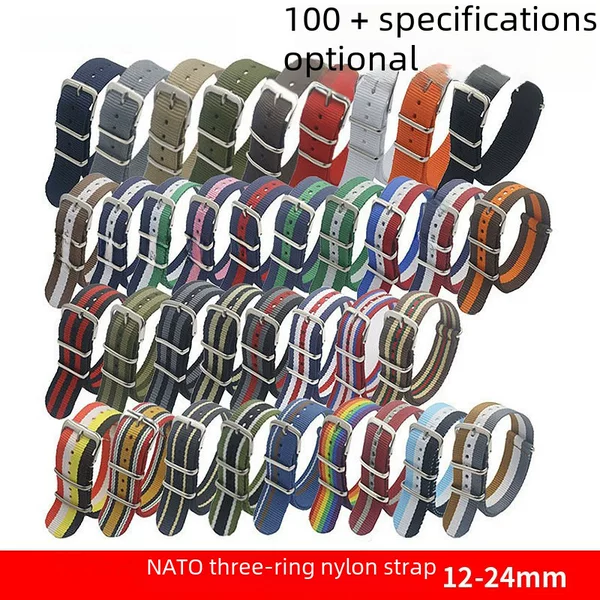 Amazon's Best-Selling Nylon Watch Strap Woven Canvas Waterproof Steel Ring Watch Strap 12-24mm