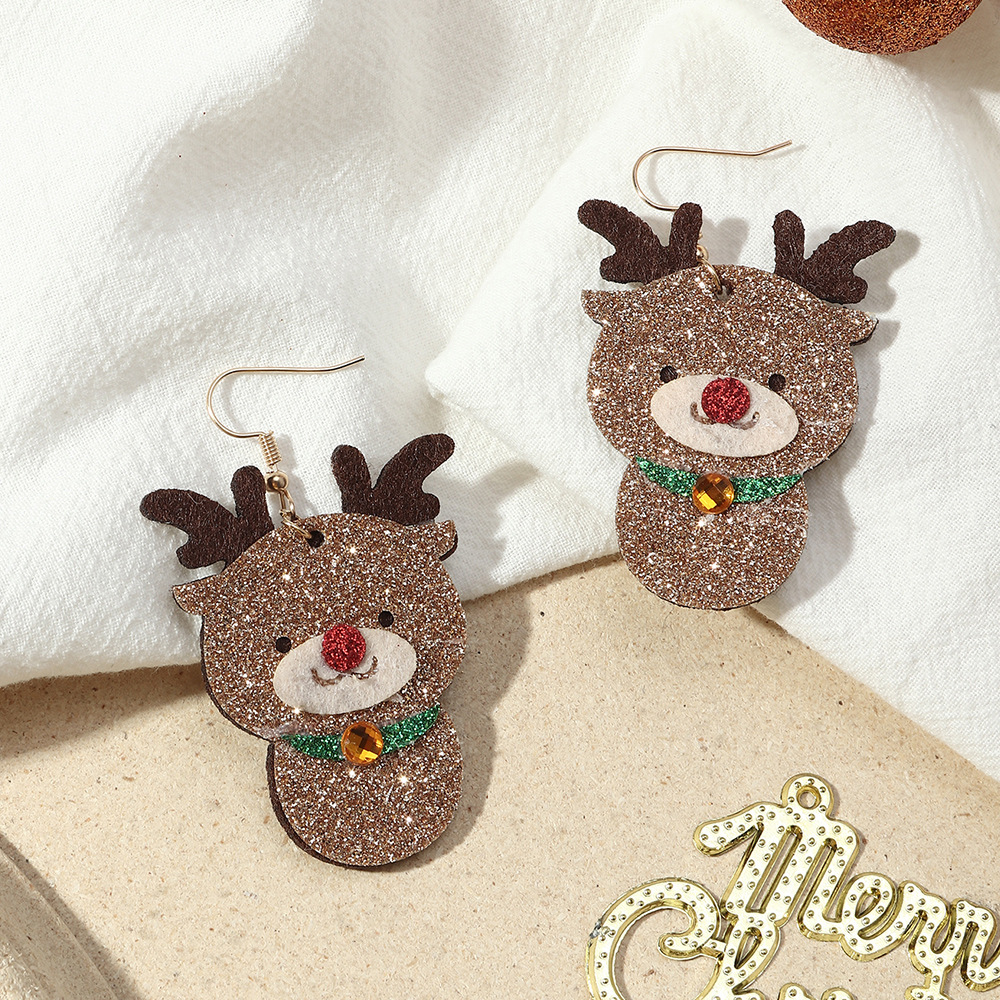 Cute Glitter Cloth Santa Claus Elk Christmas Earrings Wholesale Jewelry Nihaojewelry display picture 14