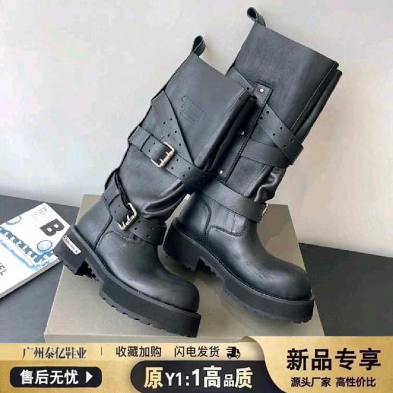 Paris Same Style~Venom Black Knight Women's 2025 New Thick-Soled Long Boots High Street Cool Motorcycle Boots