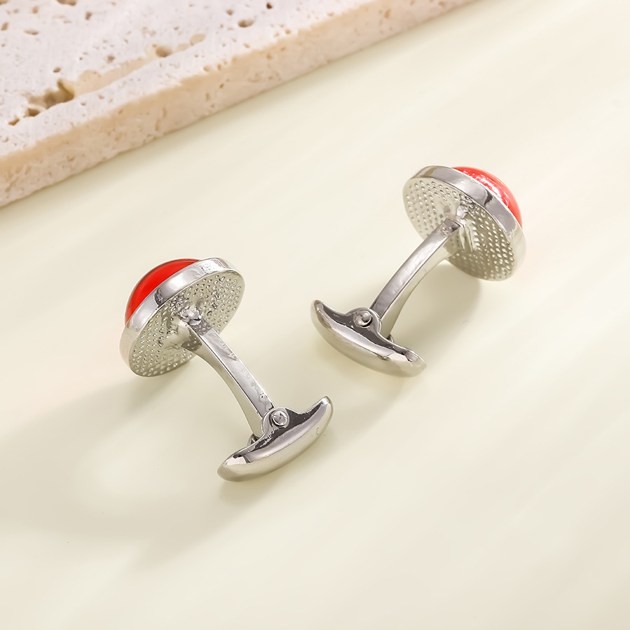 new round gemstone cufflinks fashion retro men's shirt cufflinks_voghion.com
