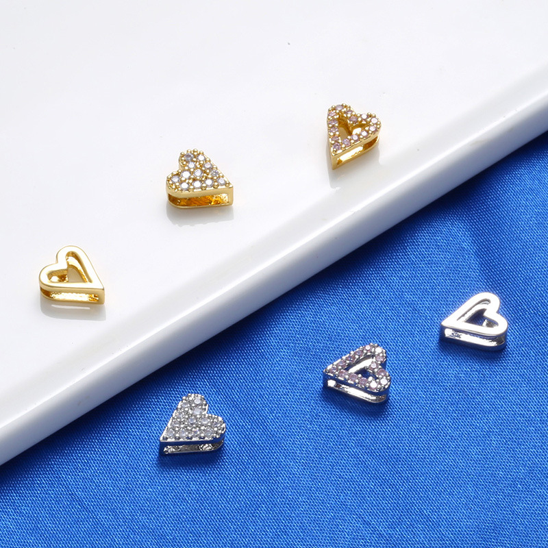 Zircon Inlay Material DIY Jewelry Accessories, Bracelets Classification 1 Piece Copper Zircon Cross Peach Heart Shape DIY Jewelry Accessories Bracelets