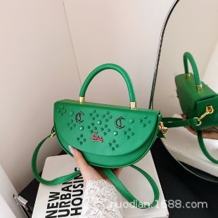 时尚潮流马鞍包手提包handbags质感腋下包斜挎单肩包女铆钉斜挎包|undefined