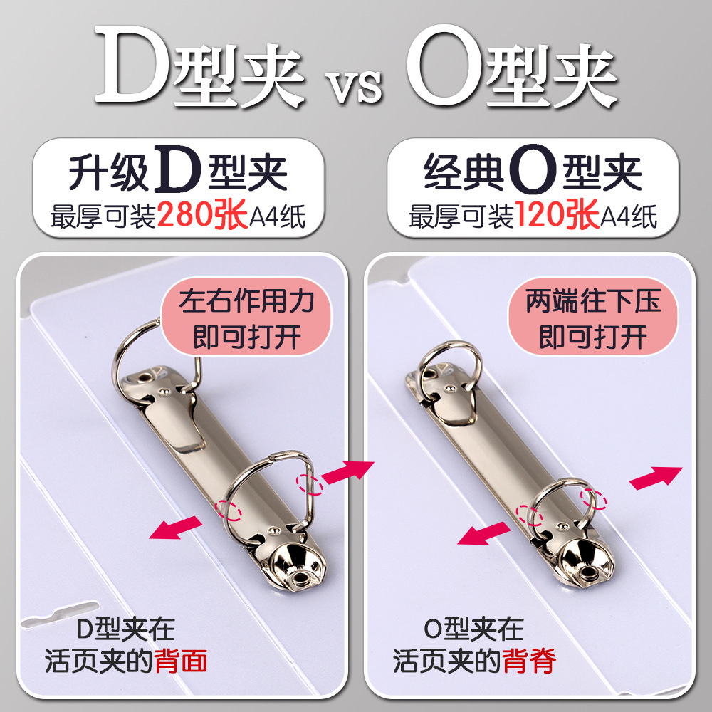 和日昇新型D型2穴バインダー横版ケース大容量a 4試巻資料収納pp材質両穴