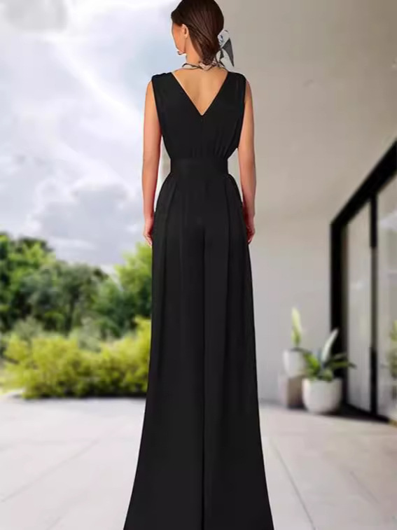 Vestido largo estilo chino, mono elegante de trabajo con cuello en V y cintura media, novedad primavera-verano 2025 para comercio exterior transfronterizo. image 4