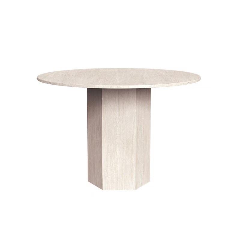 Wabiji, tablero de roca de viento antiguo, mesa redonda de diseño, mesa de modelo de diseño, mesa de comedor de alta gama, apartamento pequeño, mesa de comedor de tablero de roca de travertino redondo