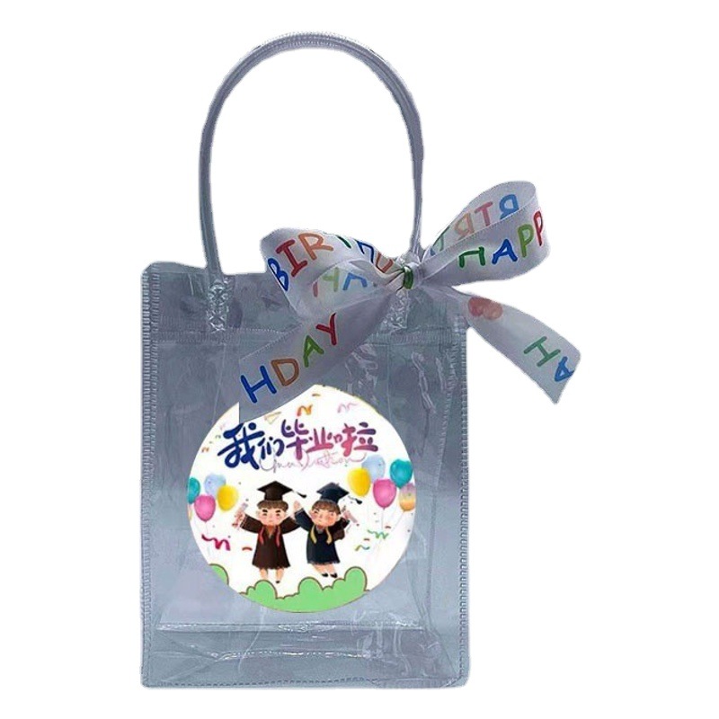 Venta al por mayor regalo de cumpleaños de Kindergarten graduación niños regalo de mano niños merienda bolsa de regalo bolso de PVC transparente