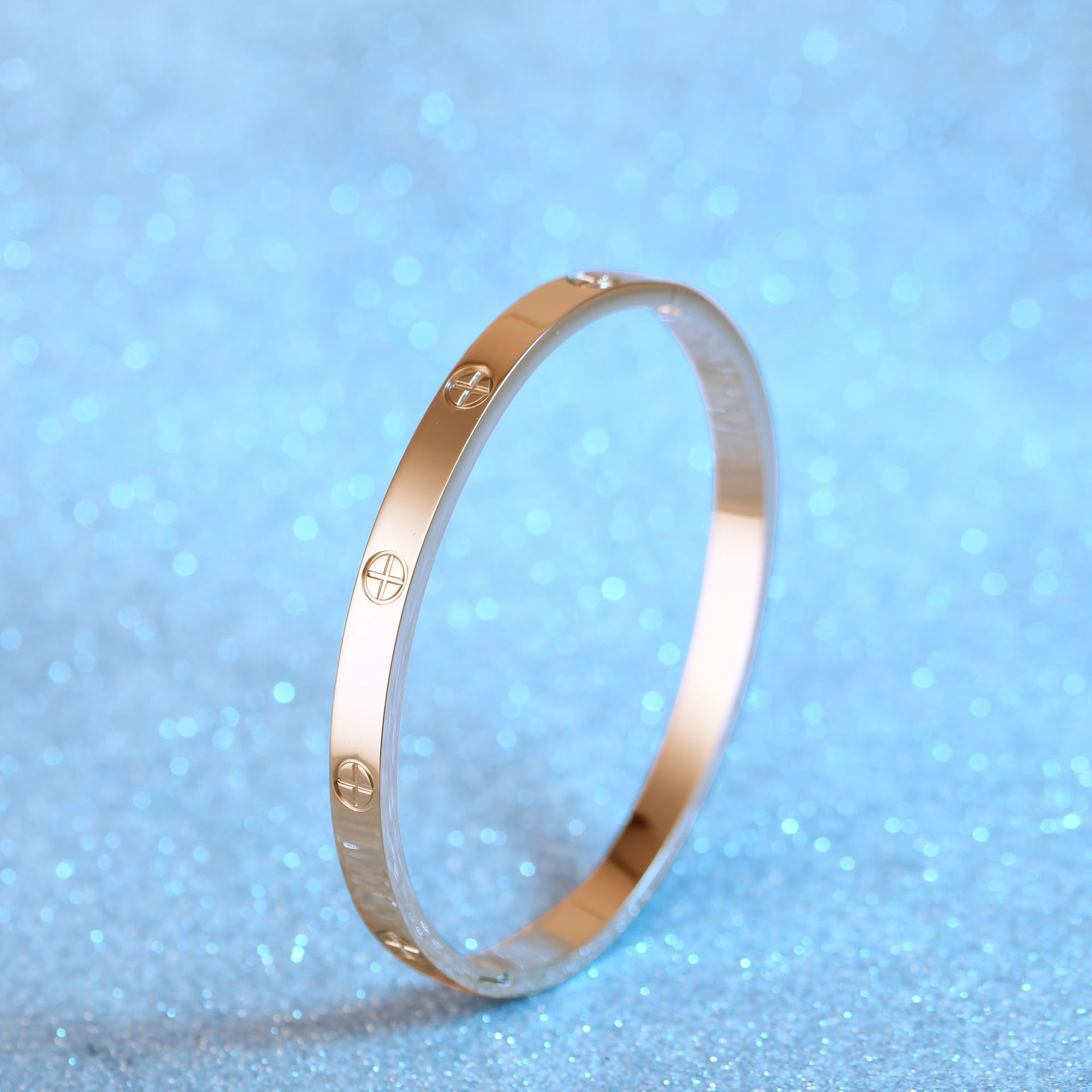 Pulsera de pareja de acero de titanio con 10 diamantes, diseño simple y elegante tipo cielo estrellado, venta al por mayor.