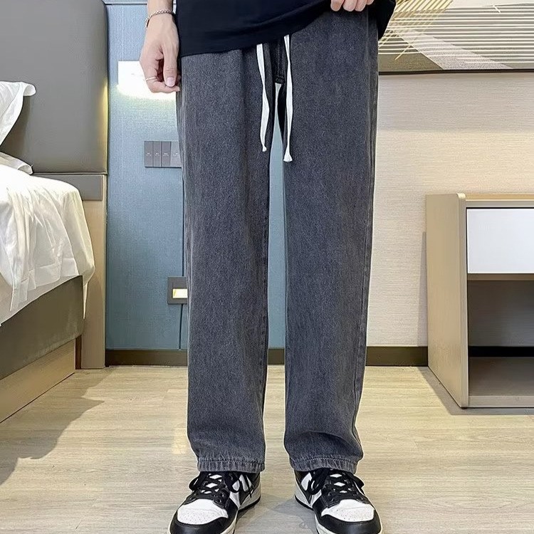 Jeans hombres sueltos rectos 2024 marca de moda de primavera y verano pantalones largos de trapeador casual americano de pierna ancha para hombres