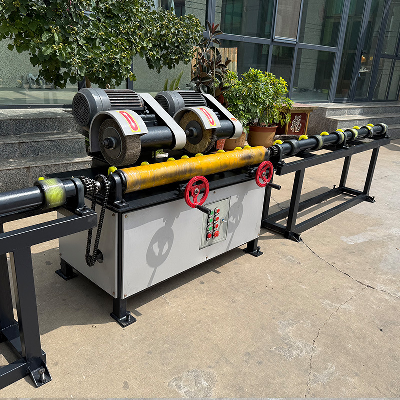 铁管除锈刷漆一体机不锈钢管拉丝镜面全自动小型抛光机钢管除锈机