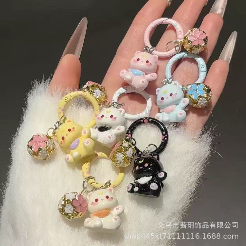 Cute Cat Bell Keychain for Girls' Bags, Ins-Style Accessory Keychain Pendant, Bell Gift for Best Friend