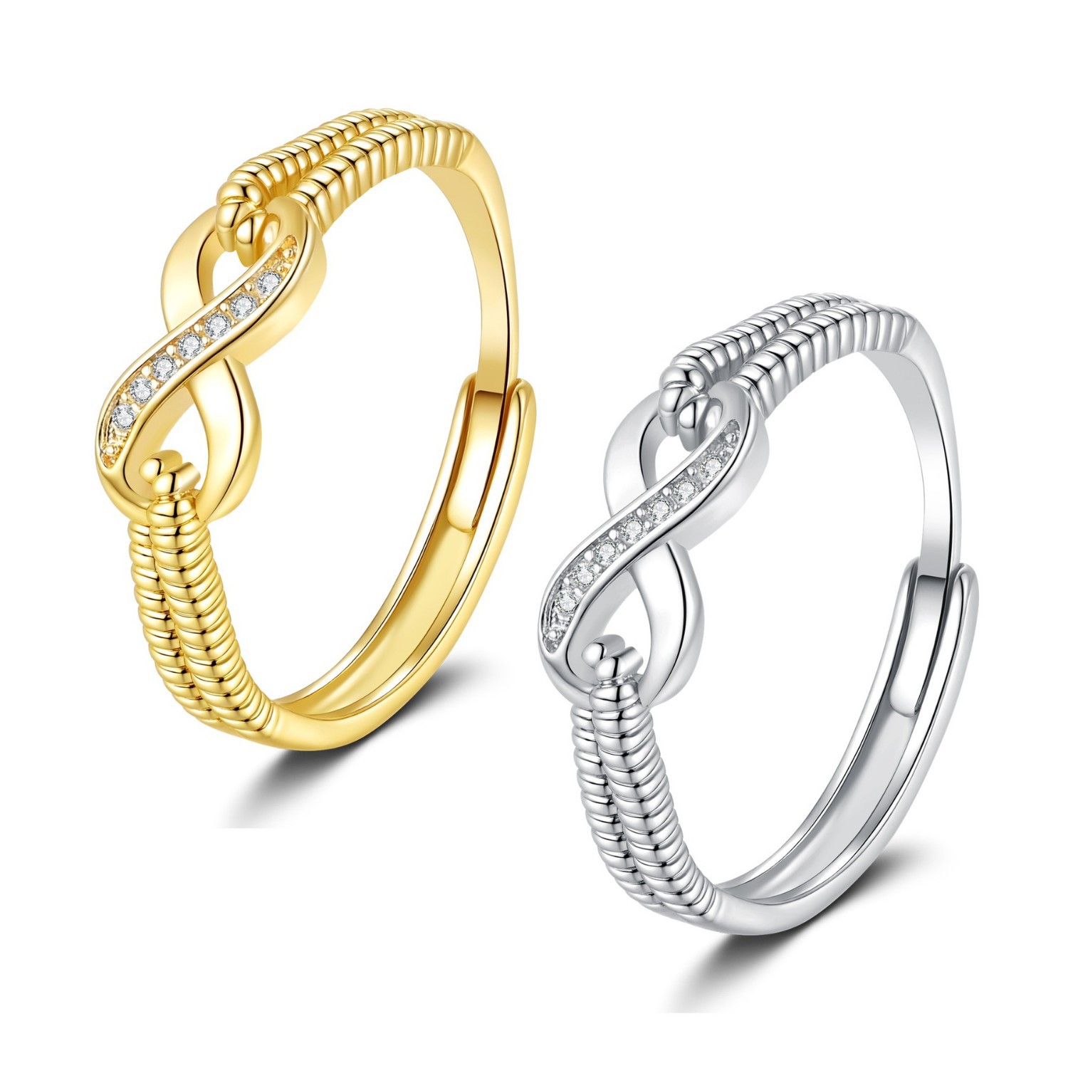 Amazon European and American Fashion Women's Engagement Ring Wish Hot Sale Personalized Creative Diamond-Encrusted Figure-Eight Ring Wholesale