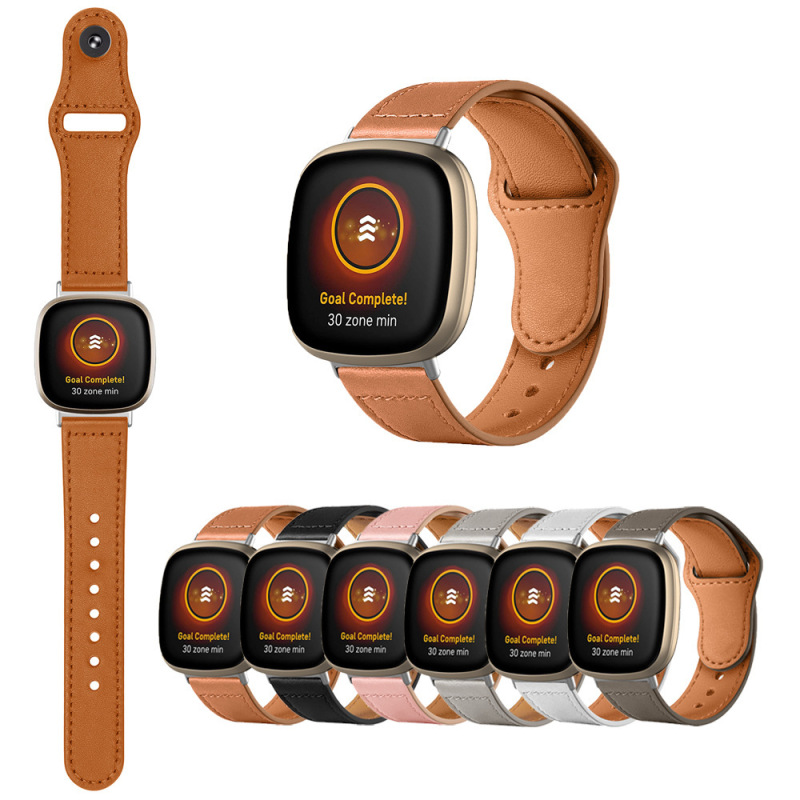 For Fitbit Versa genuine leather strap Versa43Sense reverse buckle rivet buckle leather strap