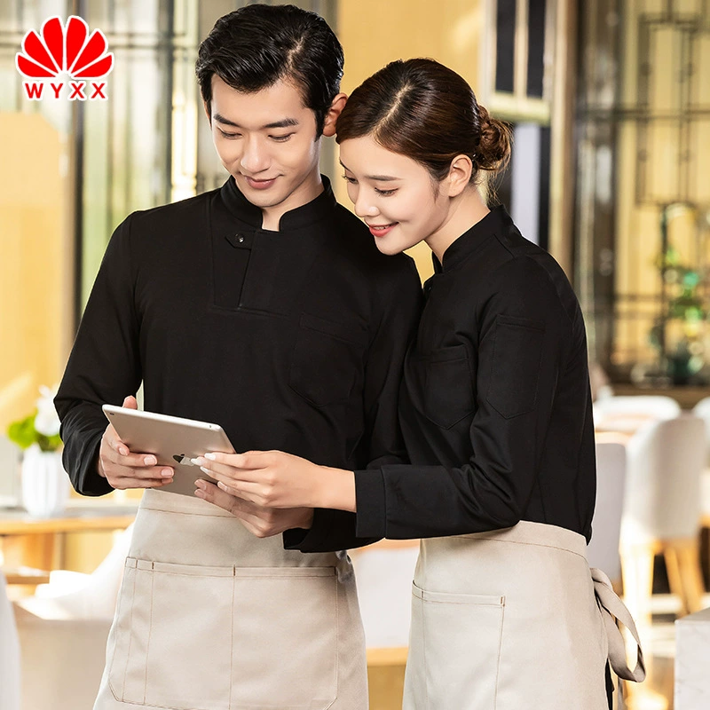 Свитер со стоячим воротником в наличии логотип Кейтеринг официант комбинезоны с длинным рукавом мужские и женские осенне-зимние предприятия группы плюс бархатное пальто