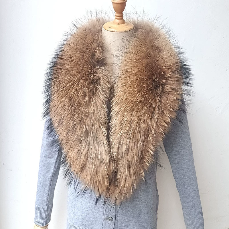 Haining мех натуральный мех енота воротник женская одежда большой енот длиной 80 90 100 см длинный меховой воротник