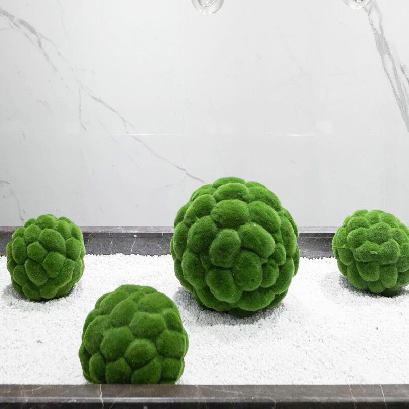仿真植毛圓球青苔球苔蘚草球室內植物造景花藝架構懸浮假花束