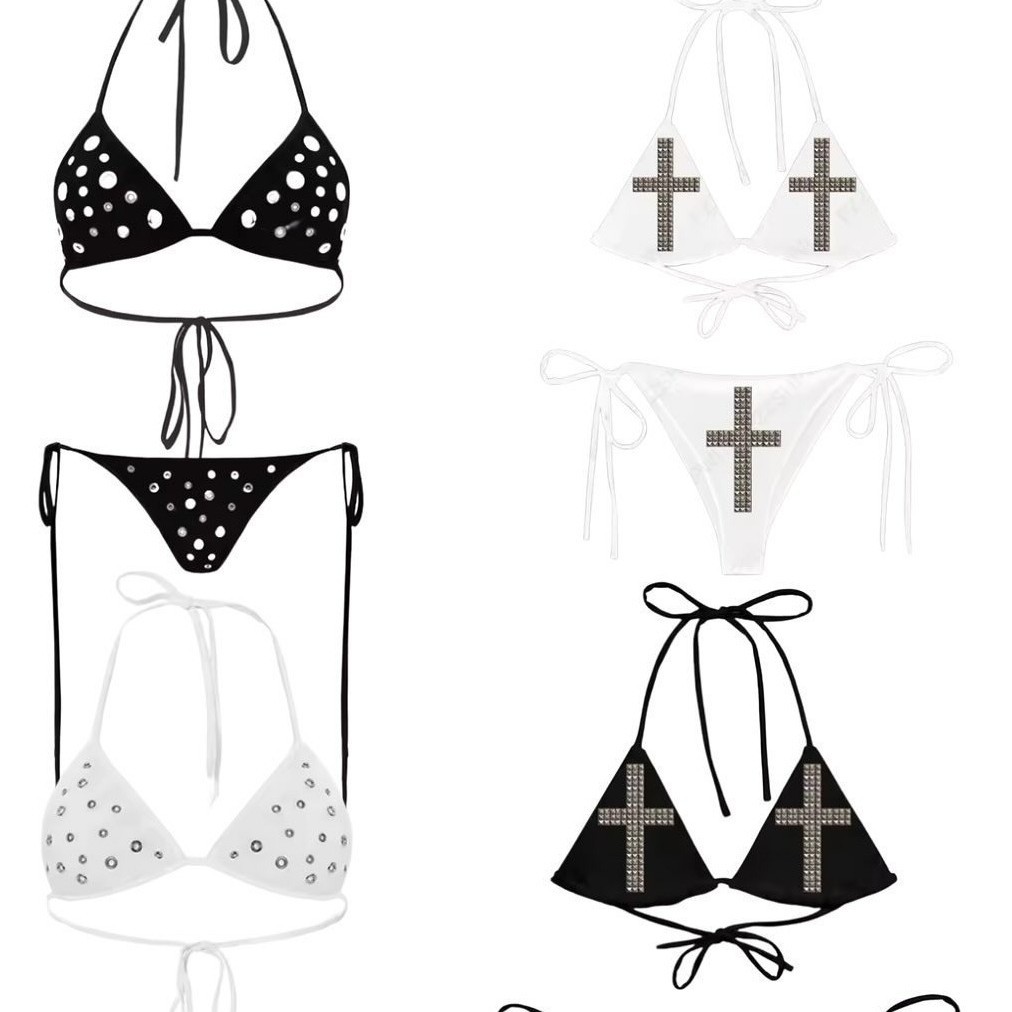 Personalidad sexy moda cruzada caliente bikini Europa y América trajes de baño de mujer transfronterizos correa dividida trajes de baño sexy al por mayor