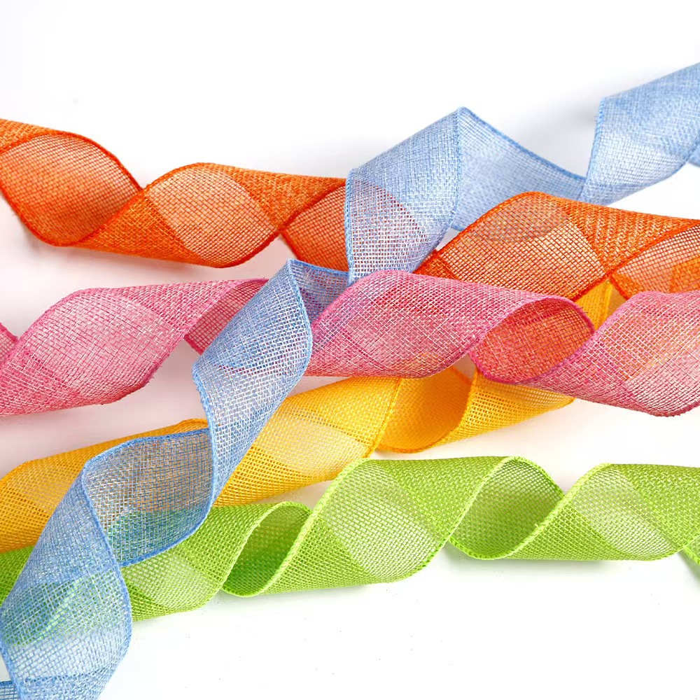 Decoraciones de Pascua de primavera lino de color sólido cintas de color fiestas decoraciones de arco DIY