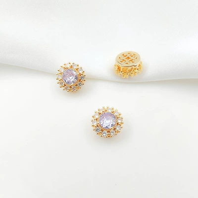 Zərgərlik ara hissələri – Gold-Plated Micro-Paved Zircon Round Square - style-2-purple-zirconium-115mm-gold