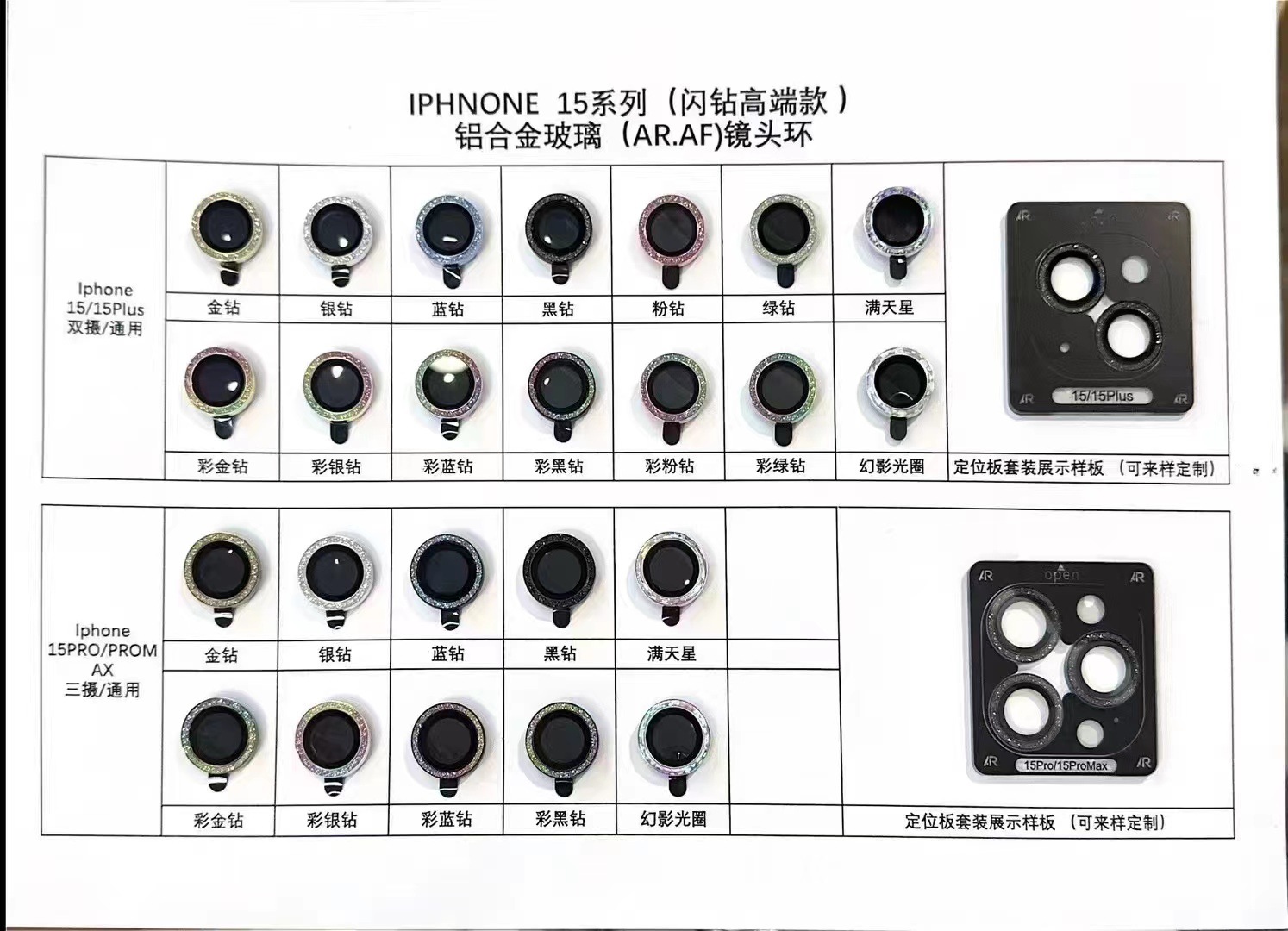 Adecuado para iPhone15 Glitter lente película trasera protector de la Cámara iPhone15promax Glitter lente