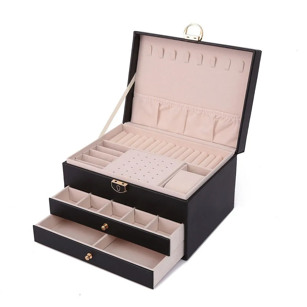 Multi-funcional caja de joyería de alta calidad exquisita celebridad de Internet anillo de joyería collar pendientes reloj caja de almacenamiento