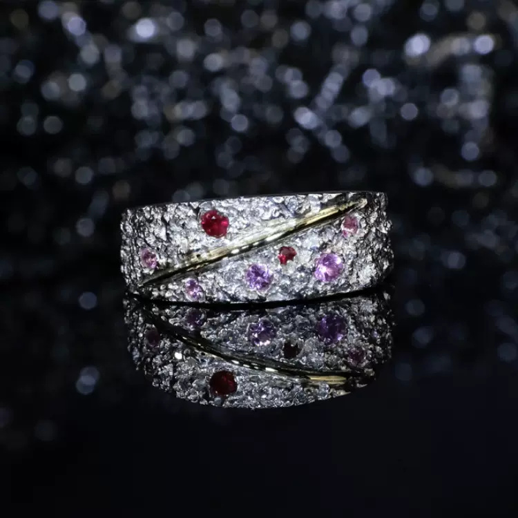 纯银梵高钻戒男星空戒蓝宝石银聆手工流星雨戒魔戒送女友生日礼物