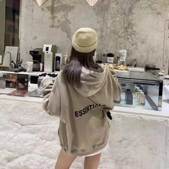 FEAROFGOD double thread ESSENTIALS zipper coat High Street sweater long sleeve hoodie men's and women's FOG style
