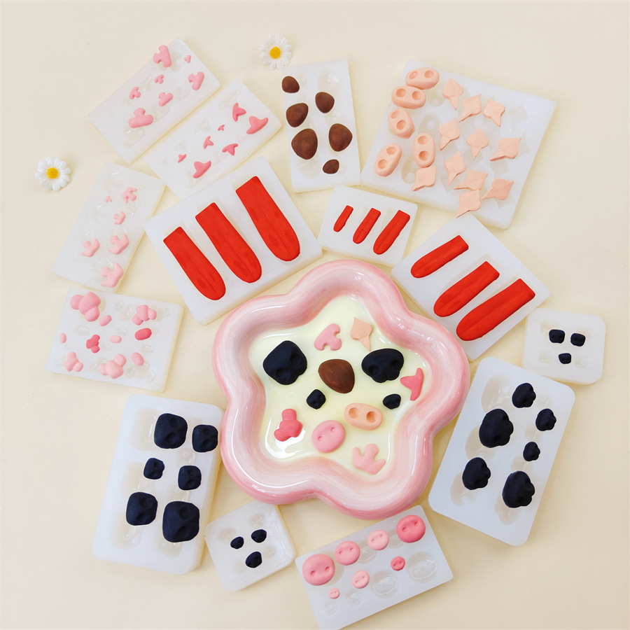 Animal nose tongue silicone mold cartoon doll wool felt diy cream glue accessories mold sugar baking mold