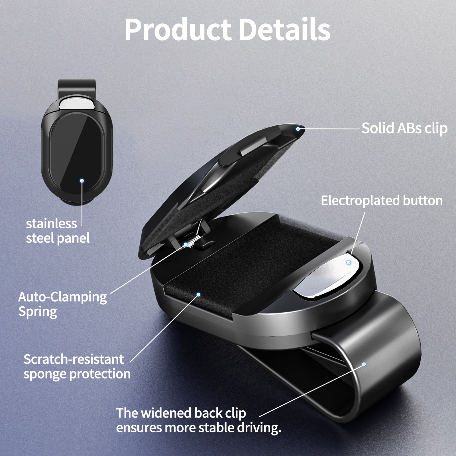 Cross-Border Amazon Car Glasses Clip Car Multi-Functional Stainless Steel Bill Clip Storage Sunglasses Glasses Clip Wholesale