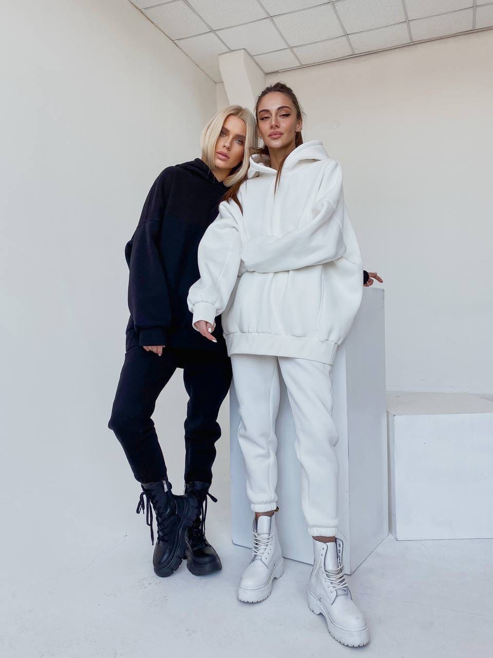 Women's Sweatshirt Suit Fleece-lined Two-piece Set For Women_voghion.com